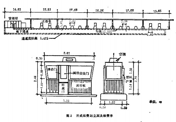 開(kāi)式收費(fèi)站立面及收費(fèi)亭